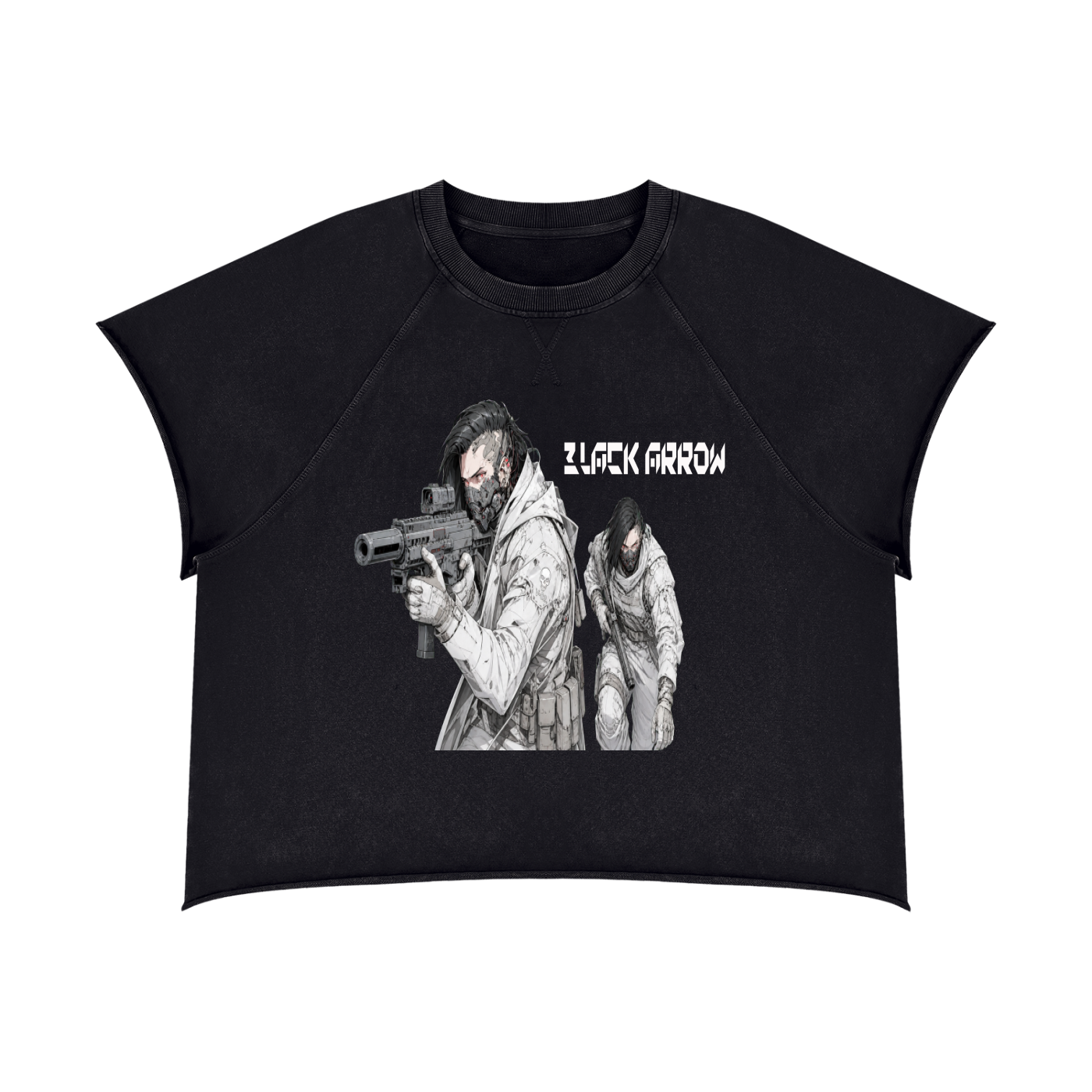 BLACK ARROW ERA 2 - ON THE HUNT - Unisex Vintage Wash Raw Edge Boxy T-Shirt
