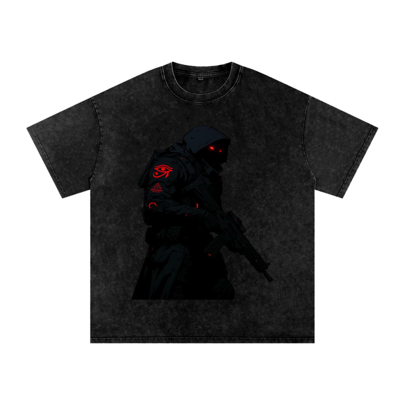 BLACK TEAM AGENTS GSU CYBERPUNK ERA 2. Snow Washed Oversized Cotton T-Shirt