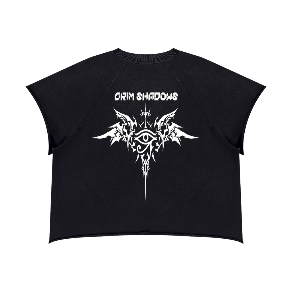 GRIM SHADOWS ERA 1- GOTHIC ANGEL - Unisex Vintage Wash Raw Edge Boxy T-Shirt