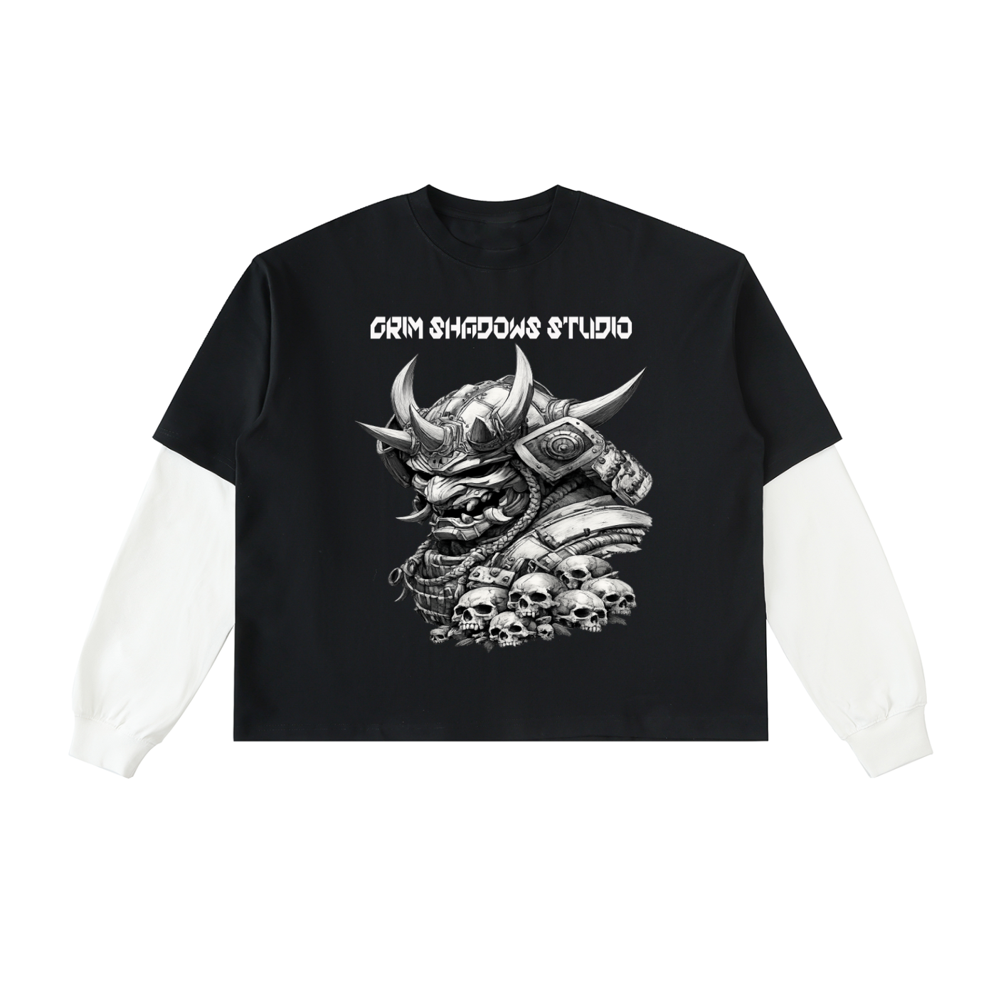 UNDEAD HONOR GSU ERA 1. Layered Contrast Sleeve Cotton T-Shirt