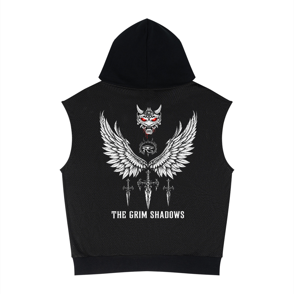 GRIM SHADOWS ERA 1- WINGS OF THE SHADOW - Unisex Panel Mesh Sleeveless Hoodie