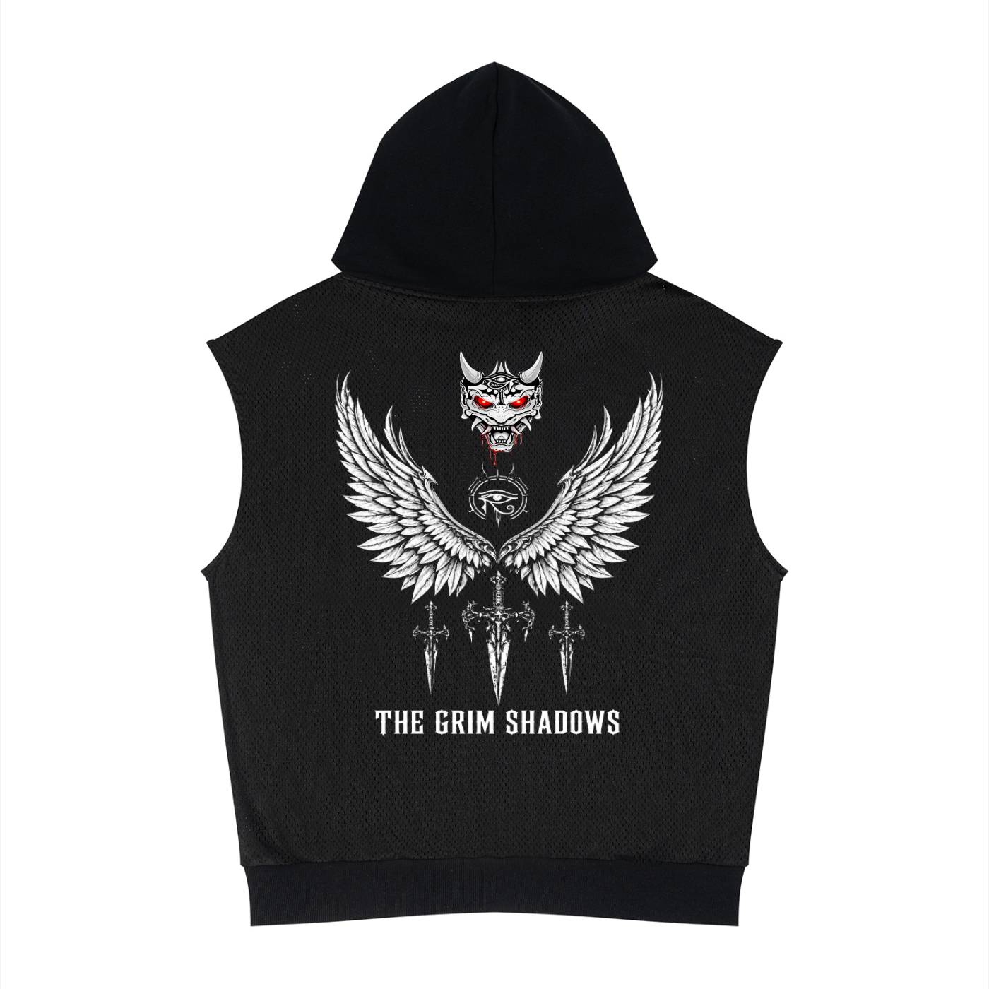 GRIM SHADOWS ERA 1- WINGS OF THE SHADOW - Unisex Panel Mesh Sleeveless Hoodie