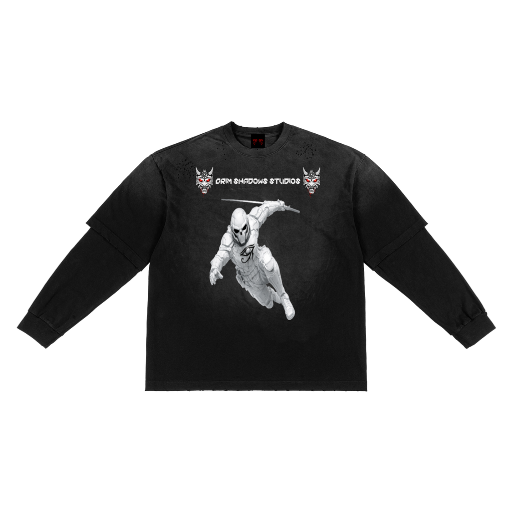 CODEX KNIGHT GSU ERA 3. Sunfade Hand-Frayed Faux Two-Piece T-Shirt