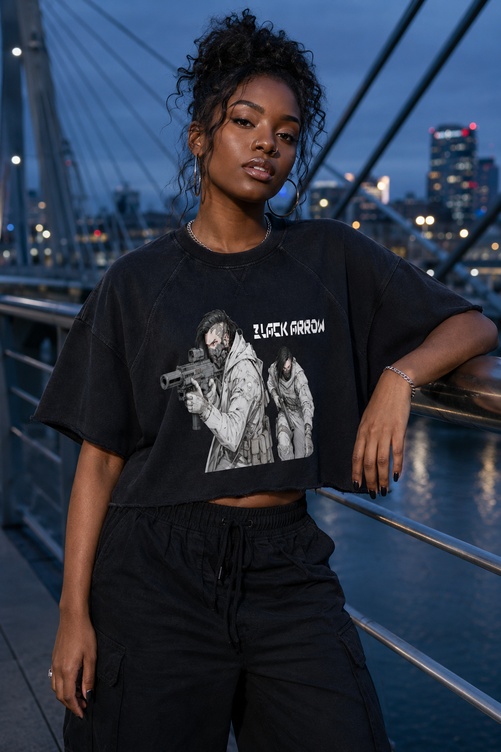 BLACK ARROW ERA 2 - ON THE HUNT - Unisex Vintage Wash Raw Edge Boxy T-Shirt