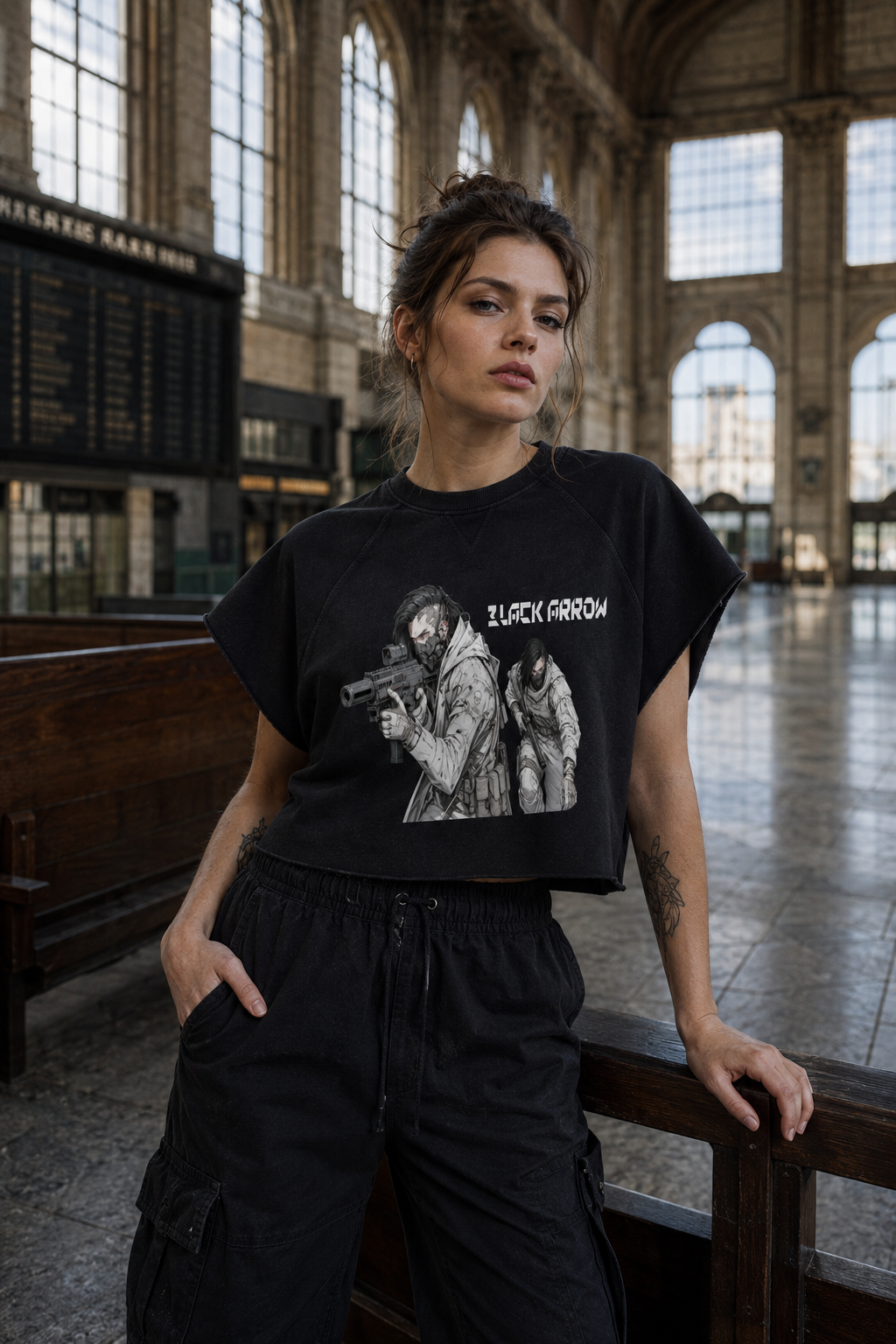 BLACK ARROW ERA 2 - ON THE HUNT - Unisex Vintage Wash Raw Edge Boxy T-Shirt