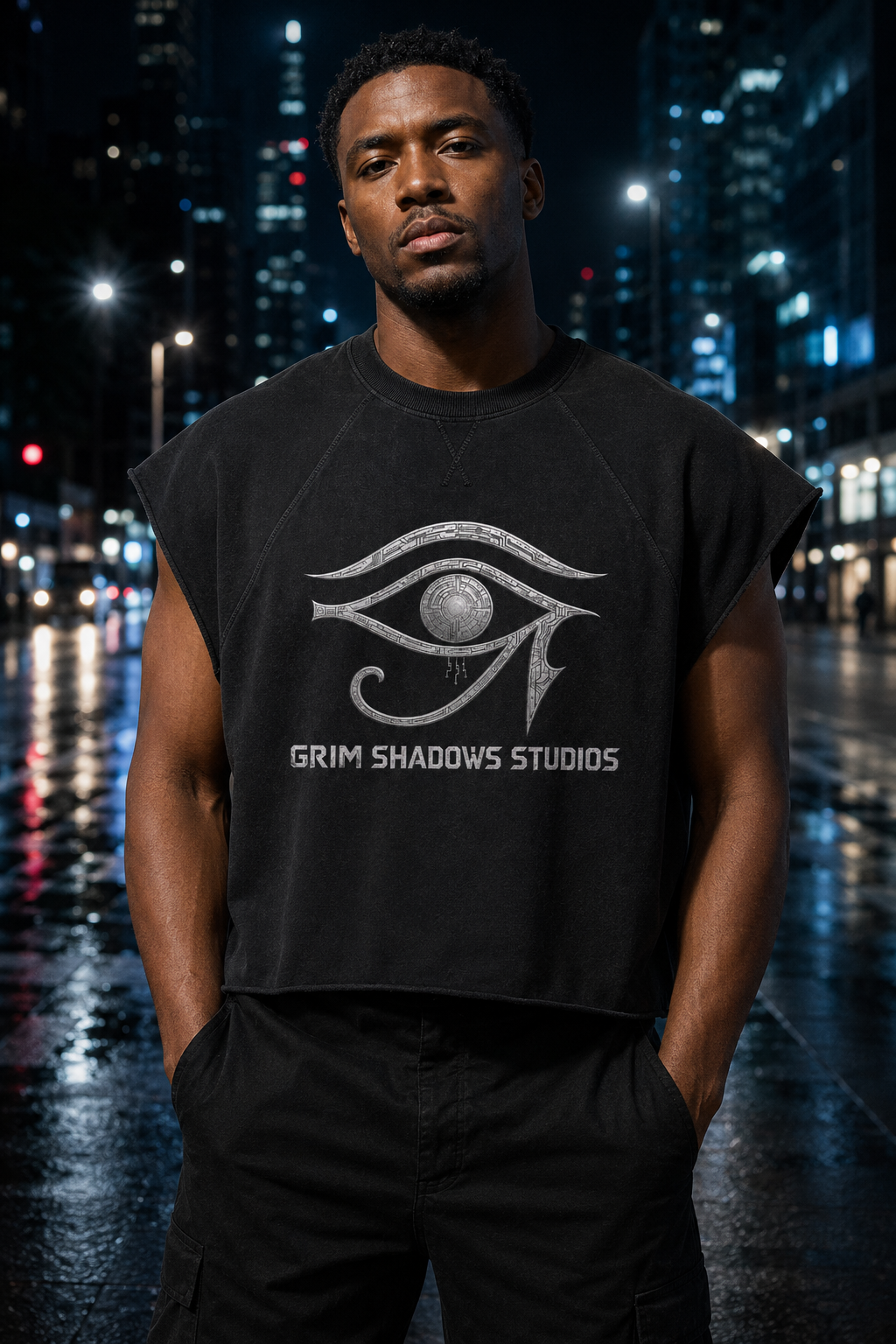 BLACK ARROW ERA 2 - THE GRIM EYE - Unisex Vintage Wash Raw Edge Boxy T-Shirt