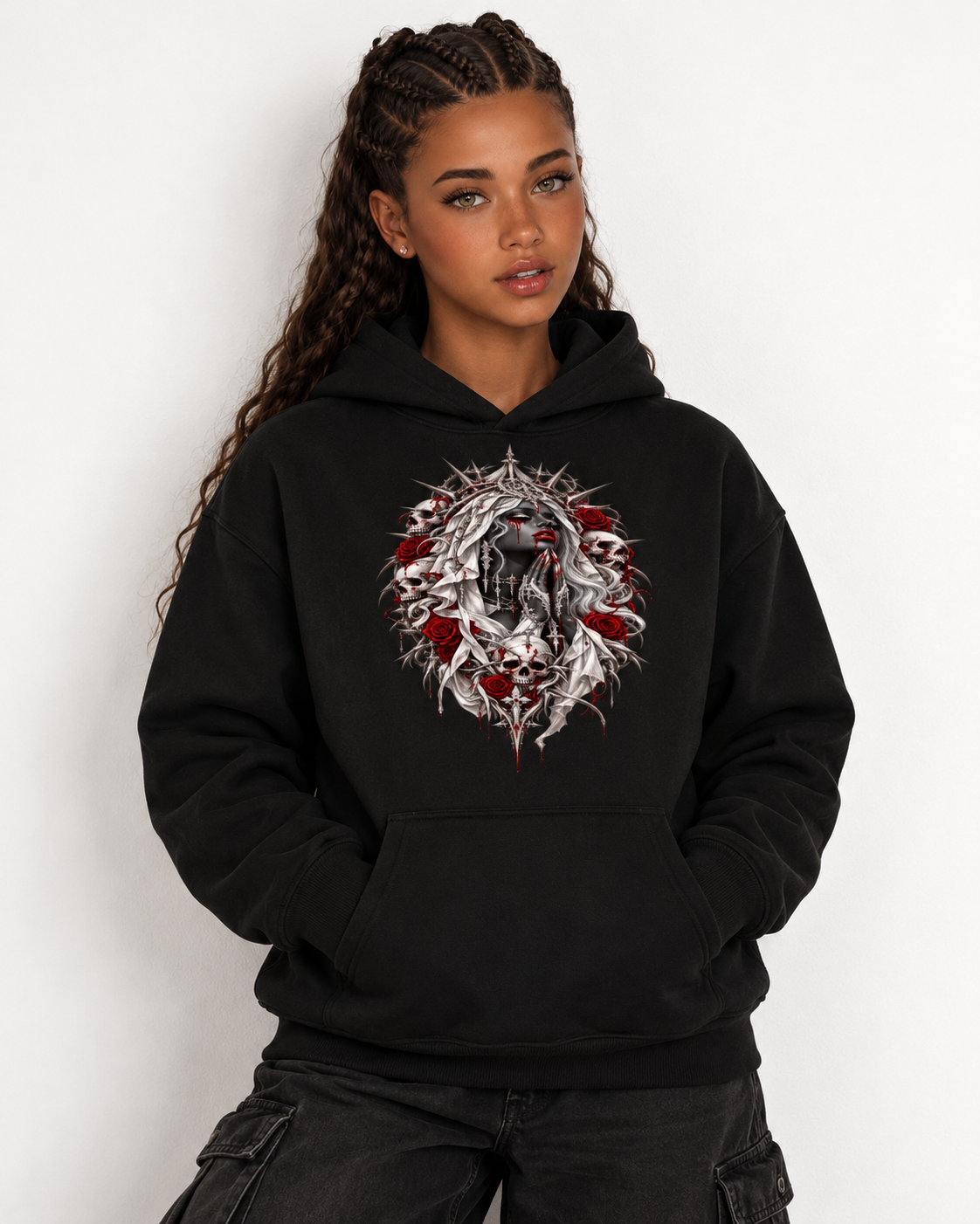PRAYER FOR BLOOD AND SHADOWS - Oversize Fleeced Hoodie