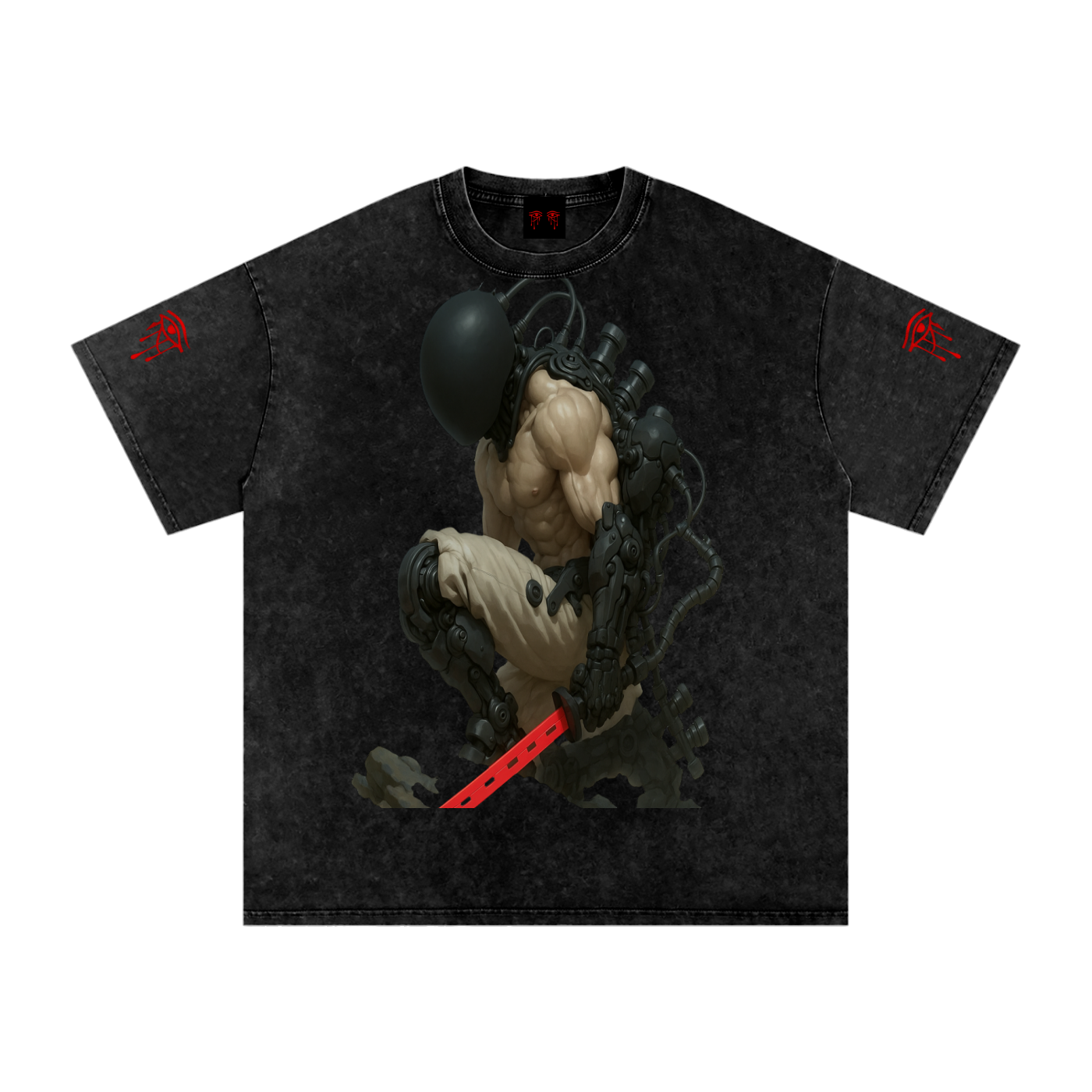 Snow Washed Oversized Cotton T-Shirt -DARK AGE RAIDER GSU DARK AGE OF THE FUTURE ERA 3.