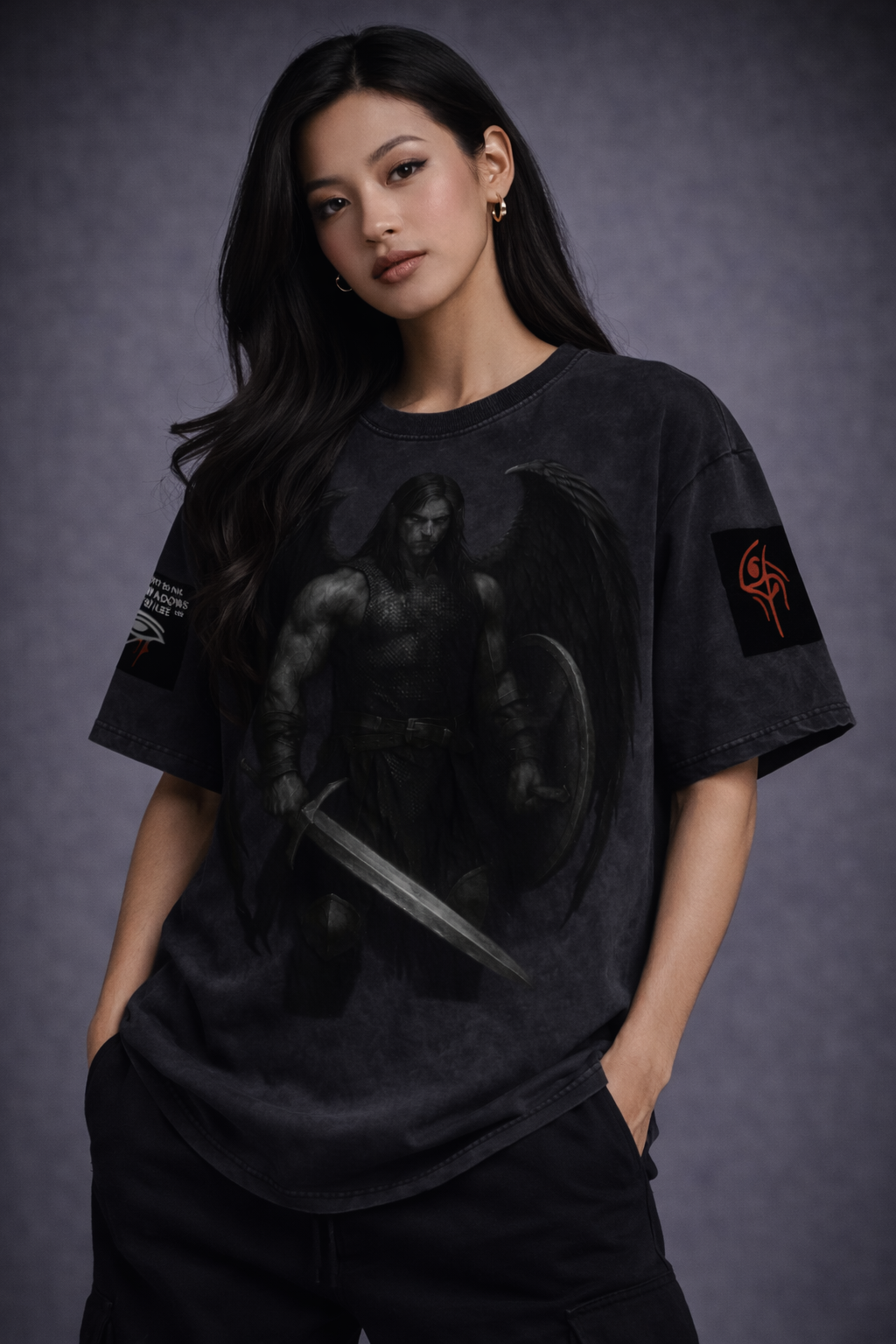 KINGSMEN - GSU ERA1. Snow Washed Oversized Cotton T-Shirt