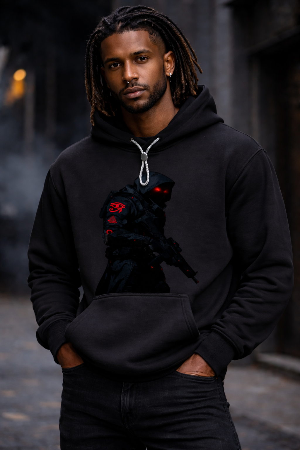 BLACK TEAM AGENTS GSU CYBERPUNK ERA 2. Oversized Fleece Hoodie