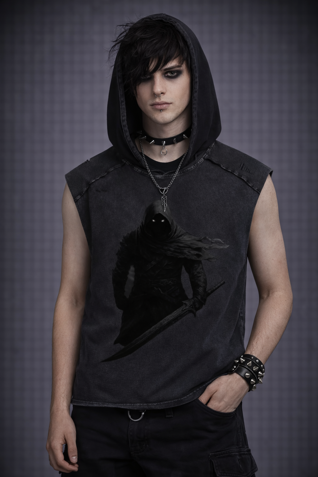 KANE GSU ERA 1. Snow Washed Boxy Hooded Tank Top