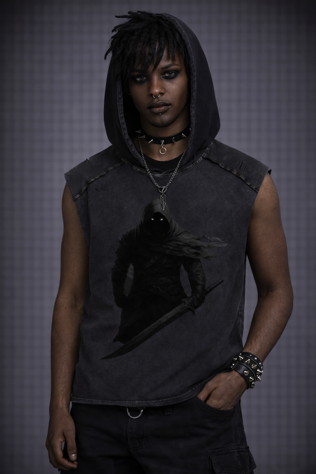 KANE GSU ERA 1. Snow Washed Boxy Hooded Tank Top