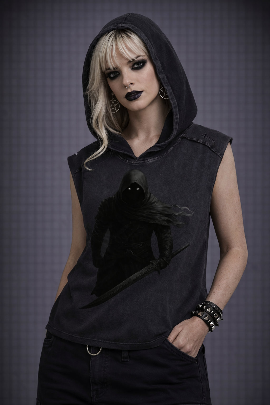 KANE GSU ERA 1. Snow Washed Boxy Hooded Tank Top