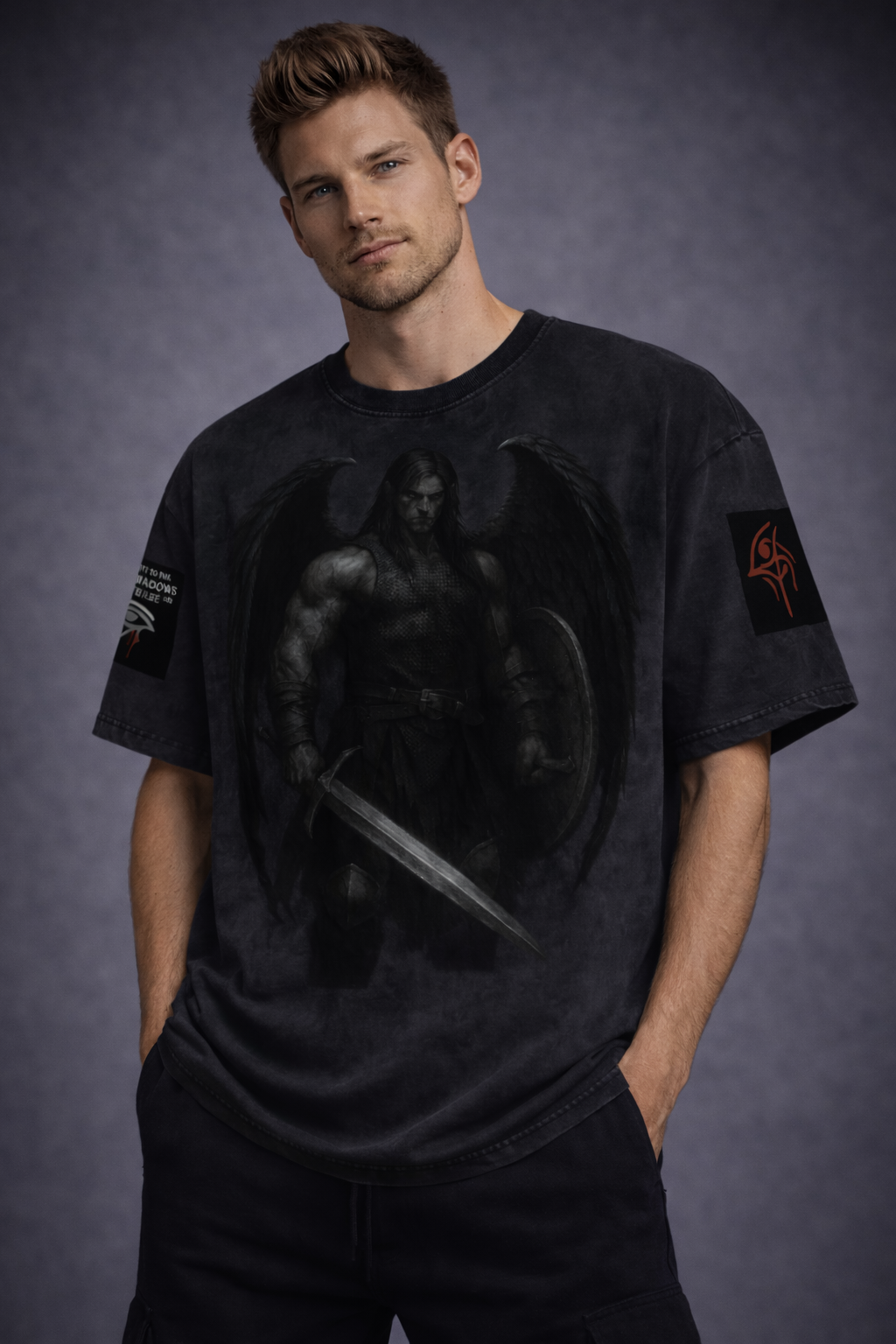 KINGSMEN - GSU ERA1. Snow Washed Oversized Cotton T-Shirt