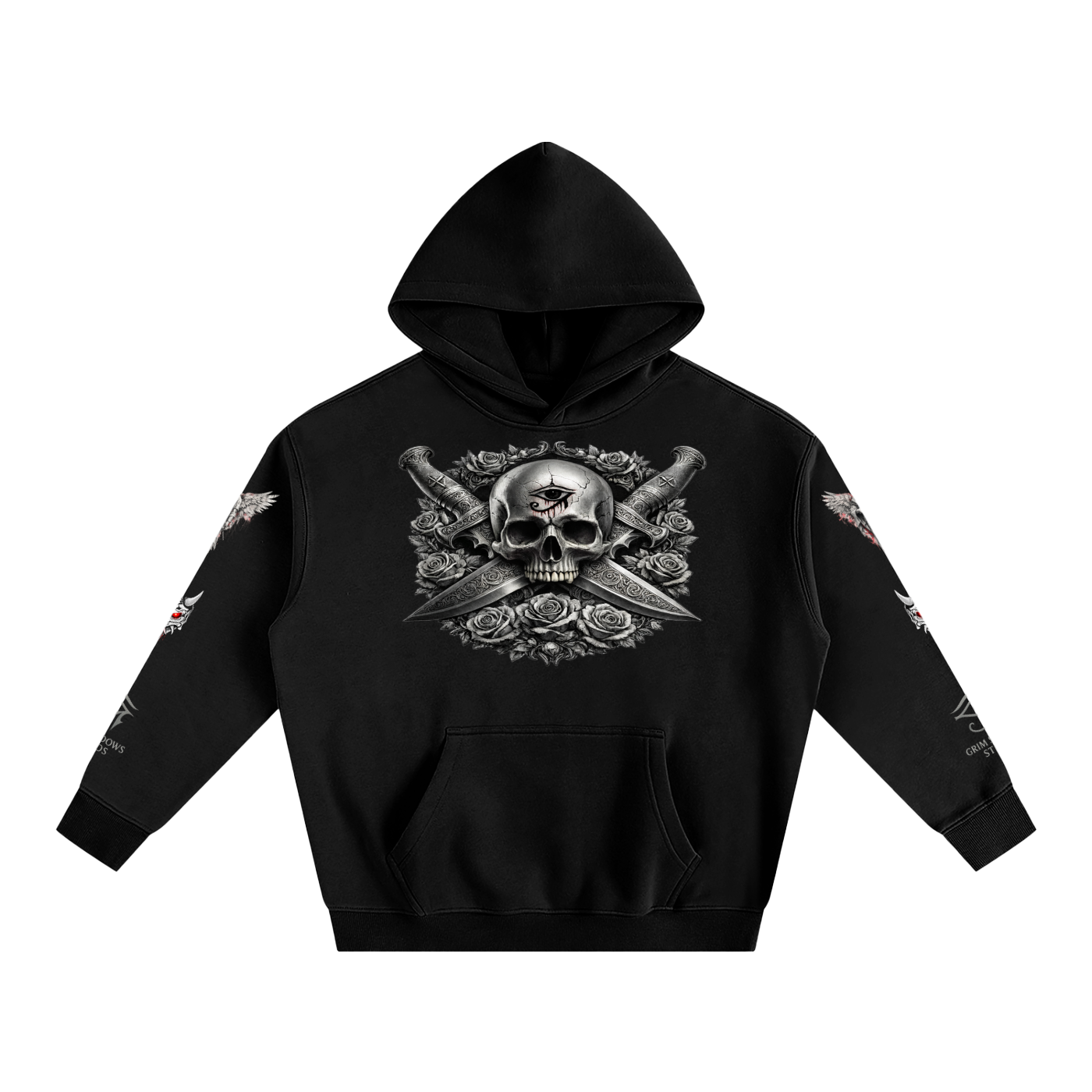 THE SKULL AND SILVER ROSES GSU ERA 1. Oversize Fleeced Hoodie