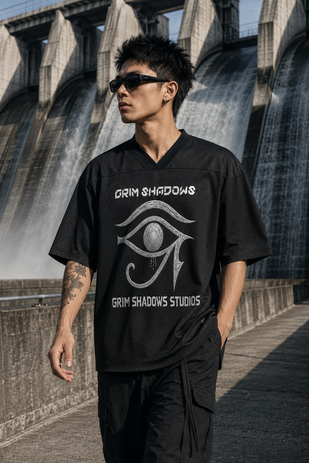BLACK ARROW ERA 2 - THE GRIM EYE - Oversized Mesh V-Neck Soccer Jersey