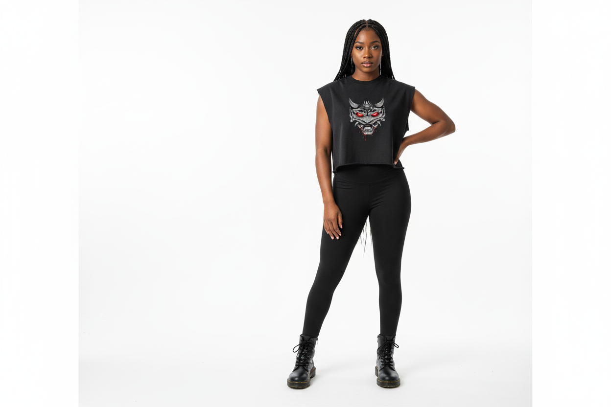 Black female wearing ONI tank top