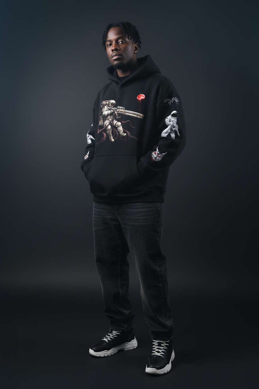 Black Male - Oversize Fleeced Hoodie
