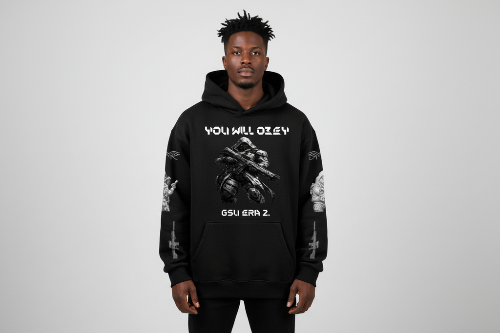 Black male wearing black hoodie