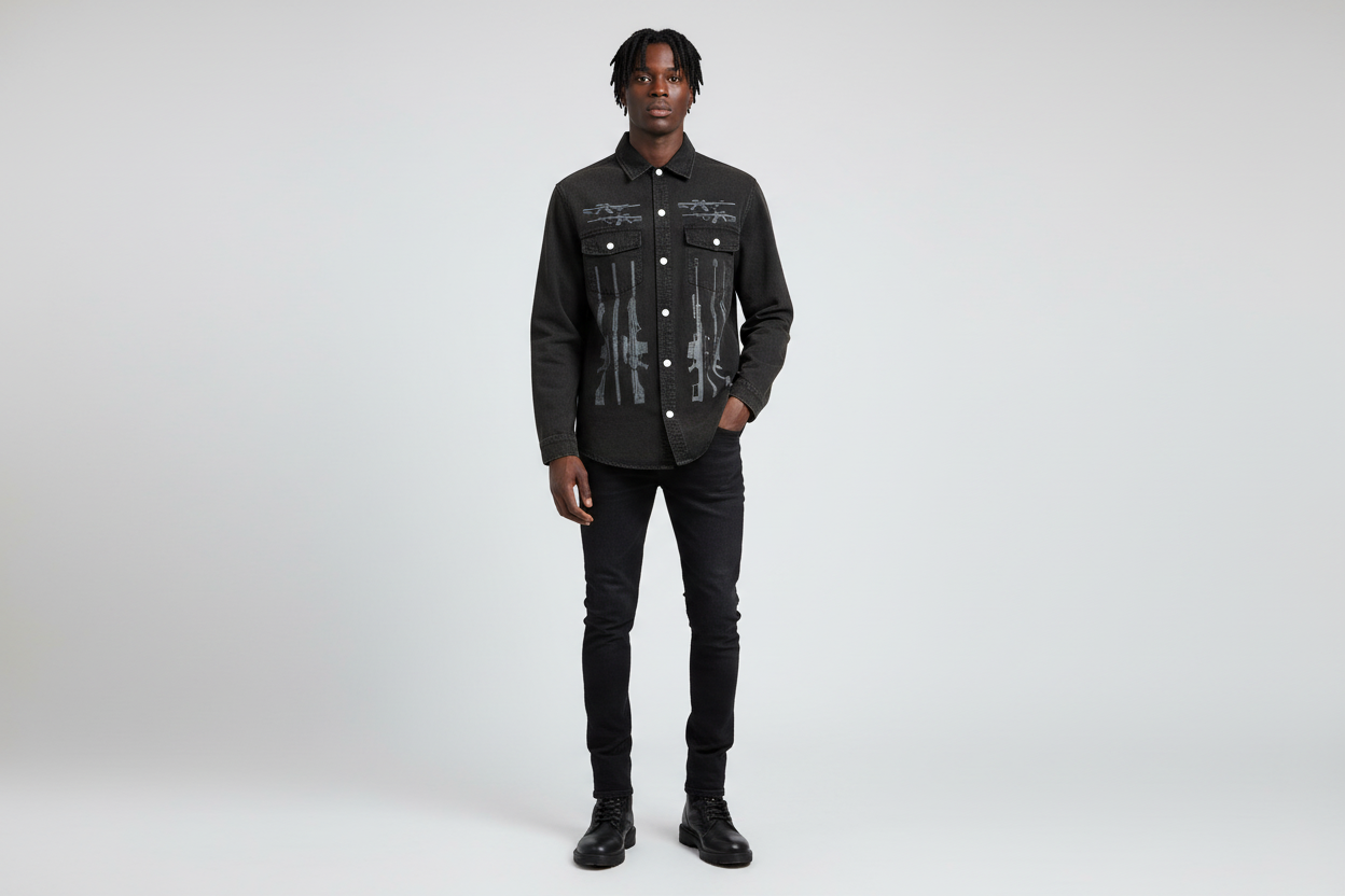 Black male wearing ONI ARMS jacket