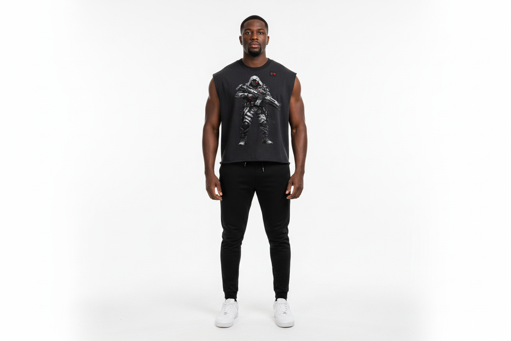 Black male wearing tank top