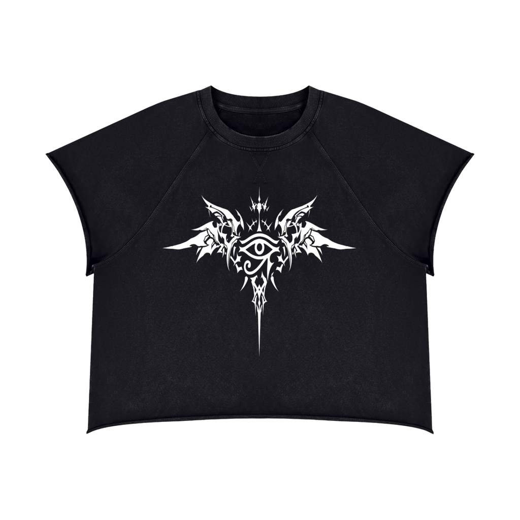 GRIM SHADOWS ERA 1- GOTHIC ANGEL - Unisex Vintage Wash Raw Edge Boxy T-Shirt