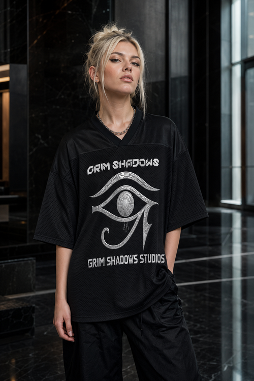 BLACK ARROW ERA 2 - THE GRIM EYE - Oversized Mesh V-Neck Soccer Jersey