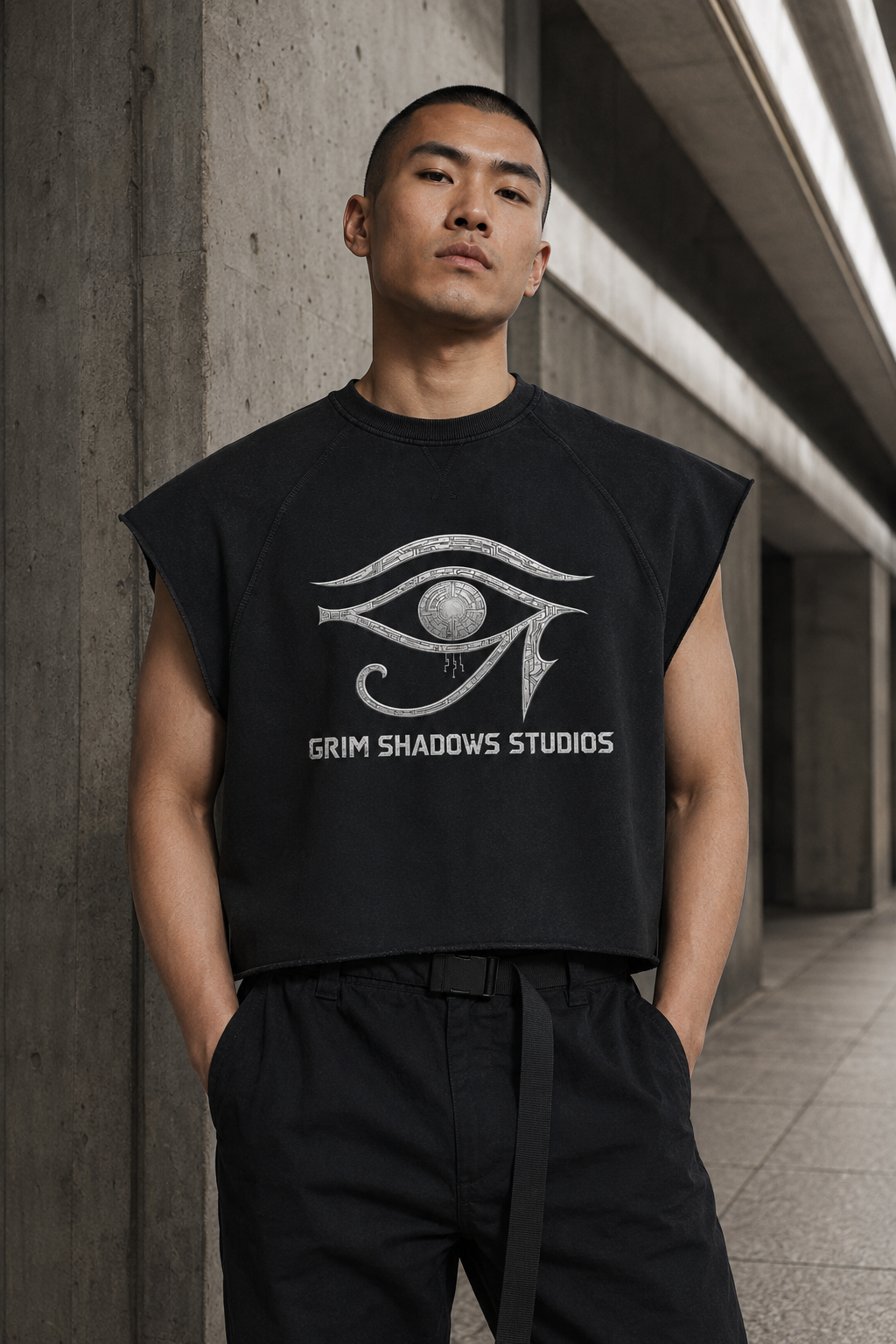 BLACK ARROW ERA 2 - THE GRIM EYE - Unisex Vintage Wash Raw Edge Boxy T-Shirt