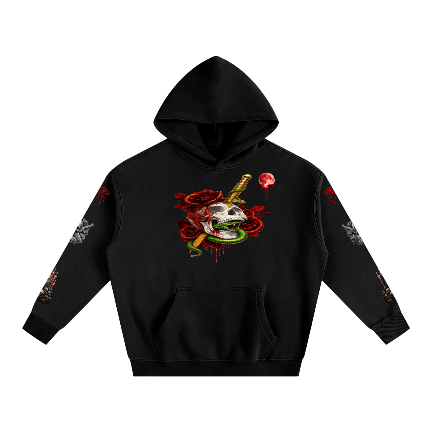 SERPENT, SKULL, DAGGER GSU ERA 1. Oversize Fleeced Hoodie
