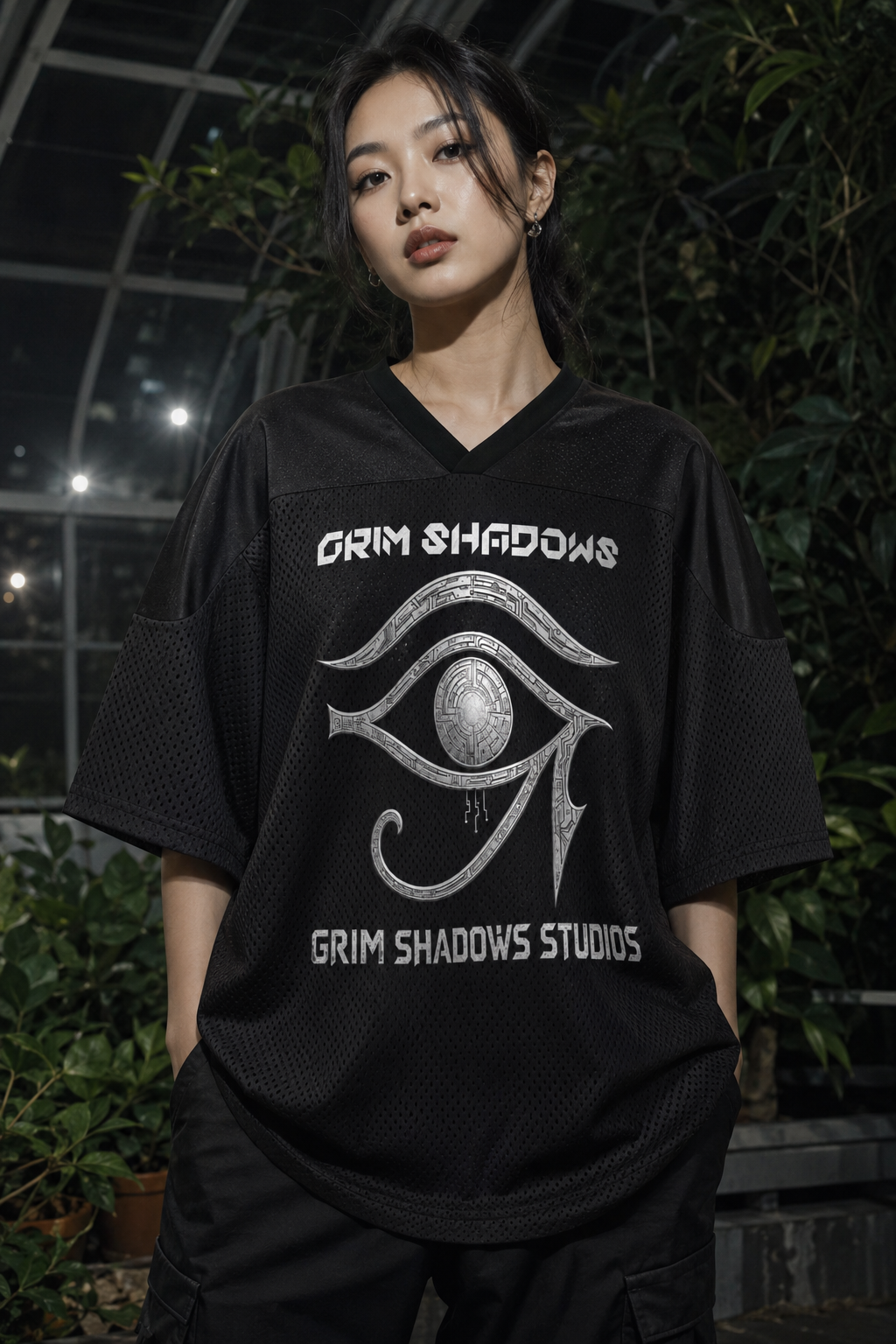 BLACK ARROW ERA 2 - THE GRIM EYE - Oversized Mesh V-Neck Soccer Jersey