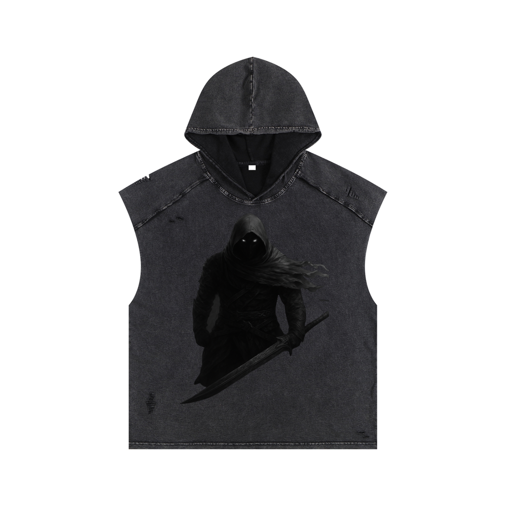 KANE GSU ERA 1. Snow Washed Boxy Hooded Tank Top