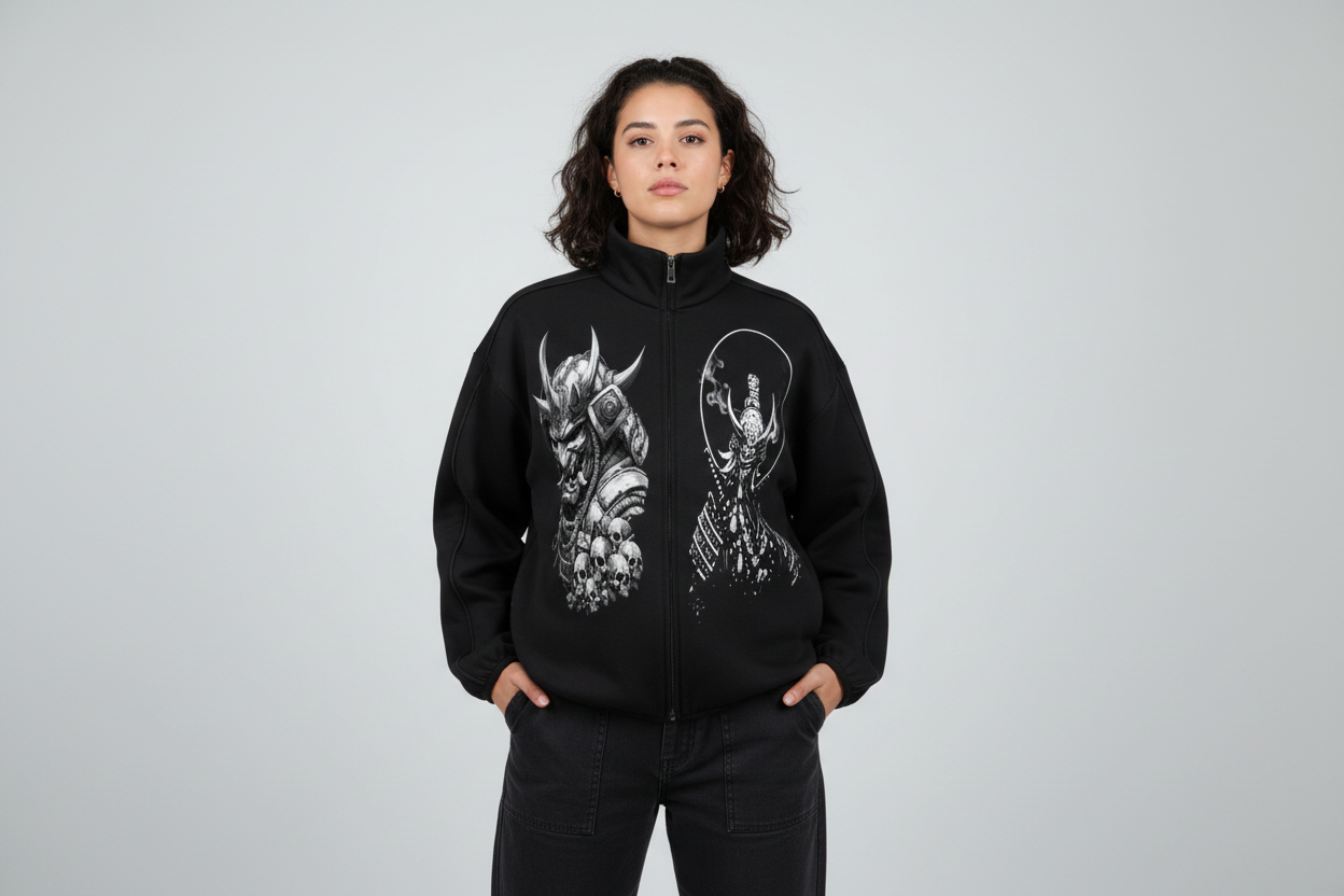 Hispanic female wearing GHOST WARRIORS jacket