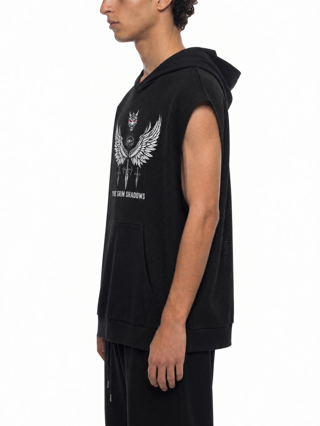 GRIM SHADOWS ERA 1- WINGS OF THE SHADOW - Unisex Panel Mesh Sleeveless Hoodie