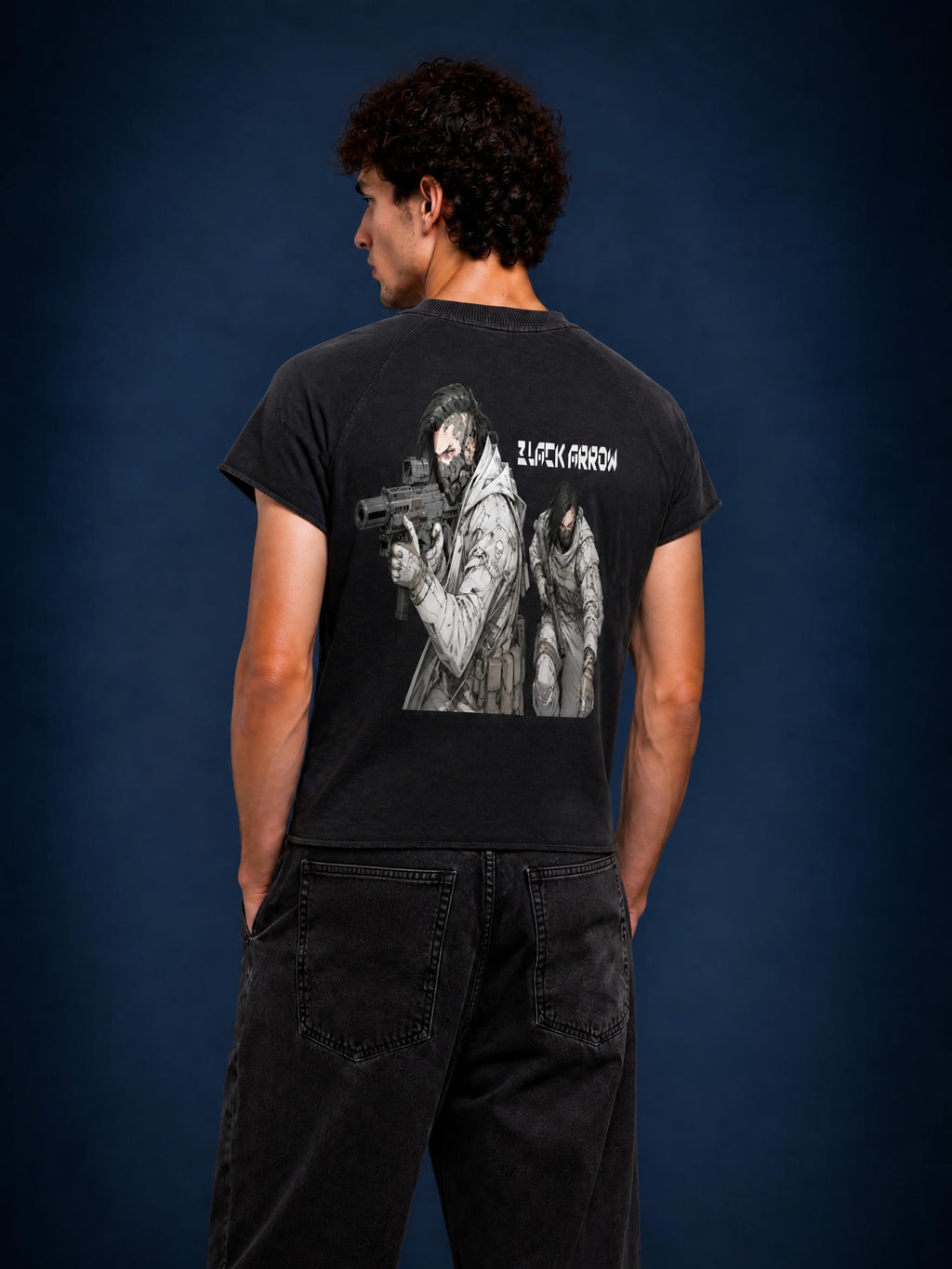 BLACK ARROW ERA 2 - ON THE HUNT - Unisex Vintage Wash Raw Edge Boxy T-Shirt