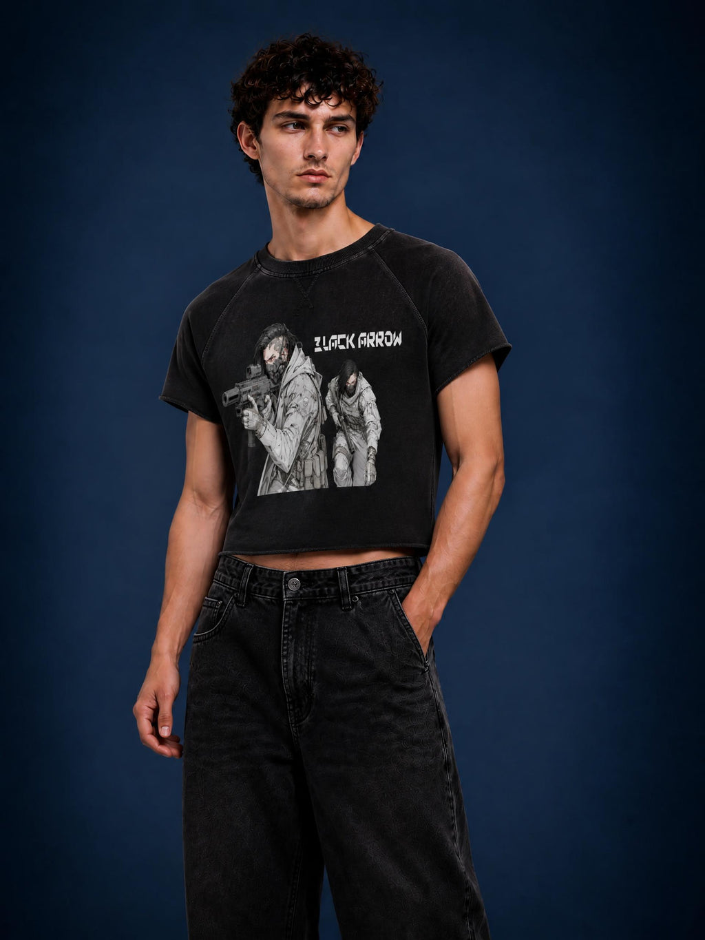 BLACK ARROW ERA 2 - ON THE HUNT - Unisex Vintage Wash Raw Edge Boxy T-Shirt