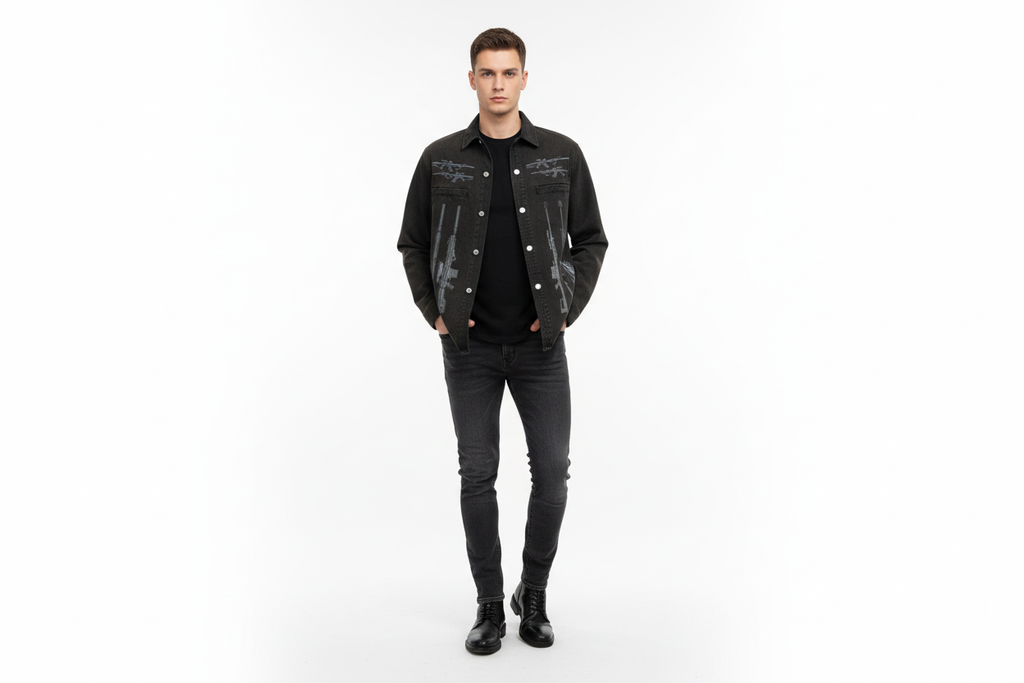 White male wearing ONI ARMS jacket