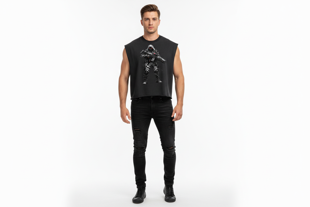 White male wearing tank top