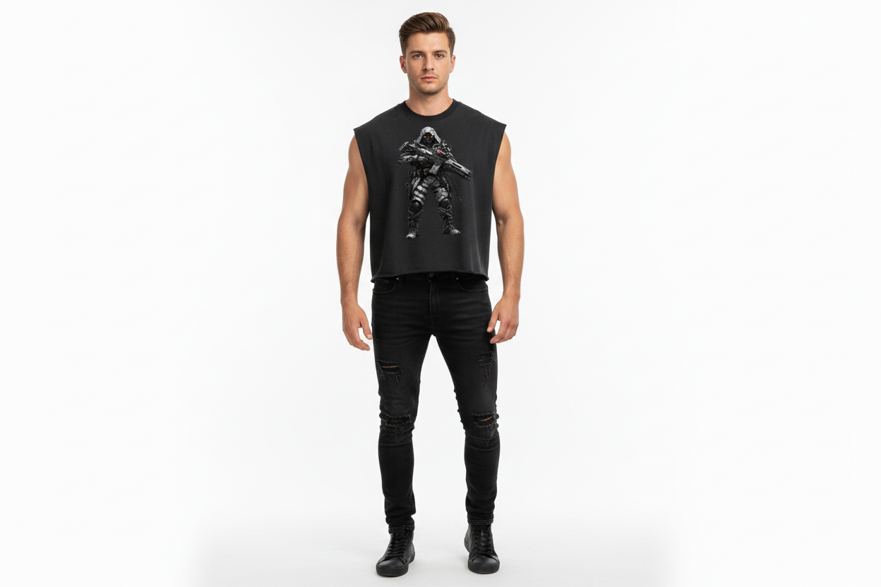 White male wearing tank top